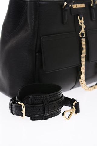 LOVE textured leather bag with removable shoulder strap