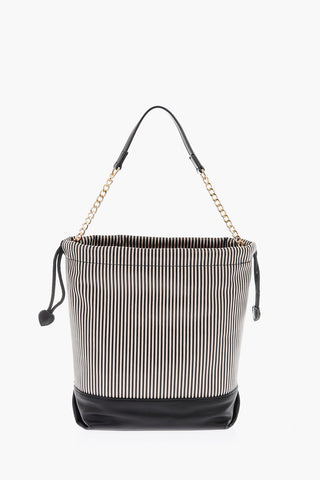 LOVE striped faux leather bucket bag