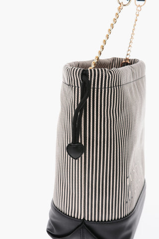 LOVE striped faux leather bucket bag