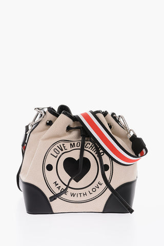 LOVE borsa secchiello a quadretti con dettagli in ecopelle