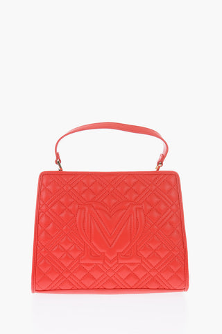 LOVE quilted faux leather top handle bag with Double Compartment