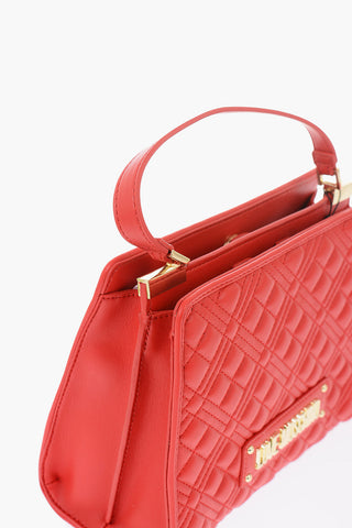 LOVE quilted faux leather top handle bag with Double Compartment