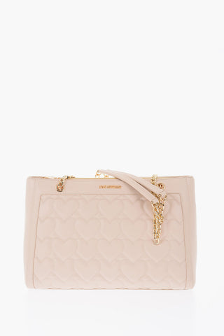 LOVE quilted faux leather tote bag with zip clousure