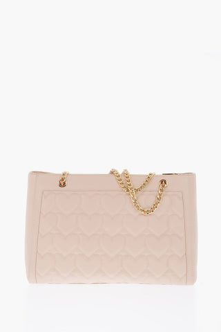 LOVE quilted faux leather tote bag with zip clousure