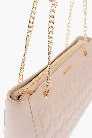 LOVE quilted faux leather tote bag with zip clousure