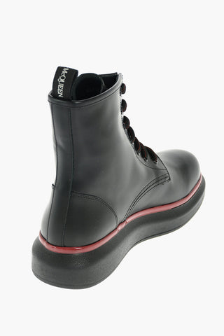 Rubber Sole Brushed Leather Combat Booties