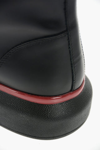 Rubber Sole Brushed Leather Combat Booties