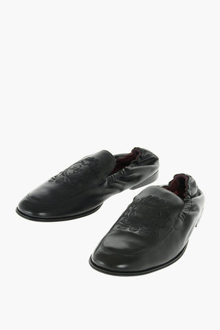 Embroidered Emblem ARIOSTO Leather Loafers