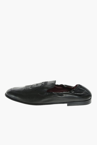 Embroidered Emblem ARIOSTO Leather Loafers