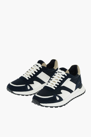 Two Tone CRINKLE Leather and Suede Sneakers