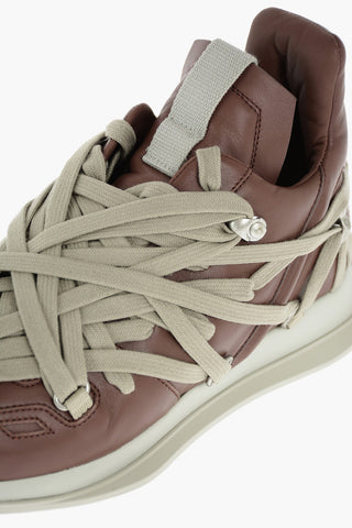 Rubber Sole MEGALACED RUNNER Leather Sneakers