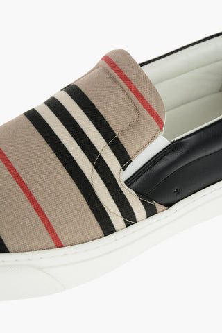 Tartan Fabric Slip On Sneakers with Leather Detail
