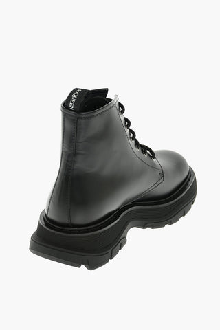 Rubber Sole Leather Combat Booties