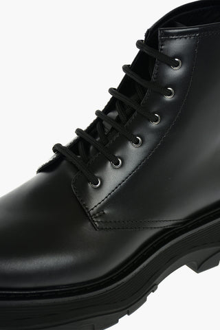 Rubber Sole Leather Combat Booties