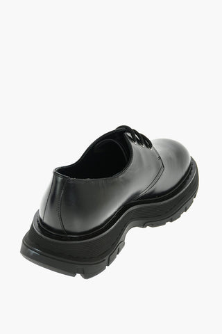Rubber Sole Lace up Leather Derby Shoes