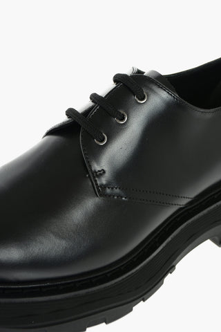 Rubber Sole Lace up Leather Derby Shoes