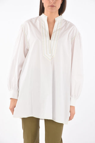 Puffed-sleeve Embroidered Cotton Tunic