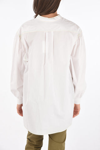Puffed-sleeve Embroidered Cotton Tunic