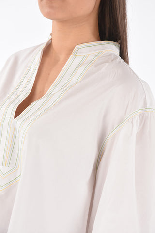 Puffed-sleeve Embroidered Cotton Tunic