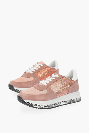 LOVE sneakers in suede e paillettes con suola logata