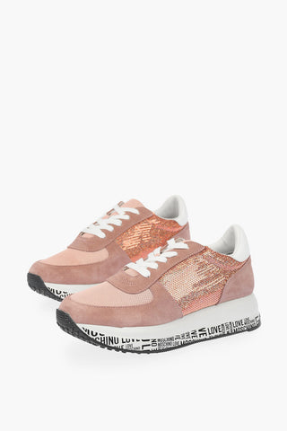 LOVE Suede and Sequin Sneakers with Logo-embossed Sole