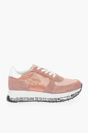 LOVE sneakers in suede e paillettes con suola logata