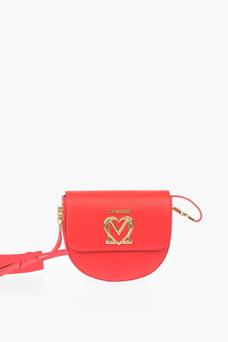 LOVE faux leather crossbody saddle bag with golden logo