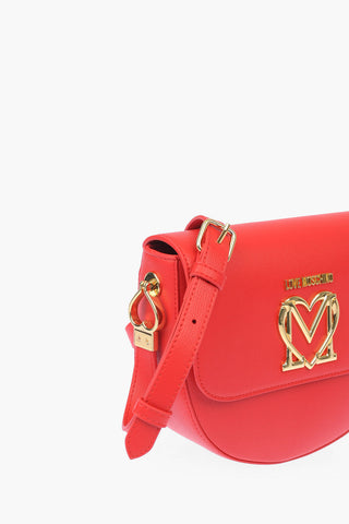 LOVE faux leather crossbody saddle bag with golden logo