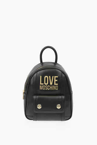 LOVE faux leather backpack with golden logo and patch pocket on the front