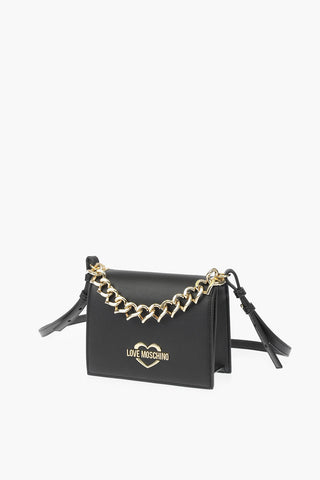 LOVE faux leather crossbody bag with golden chain