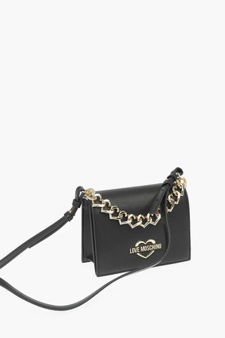 LOVE faux leather crossbody bag with golden chain