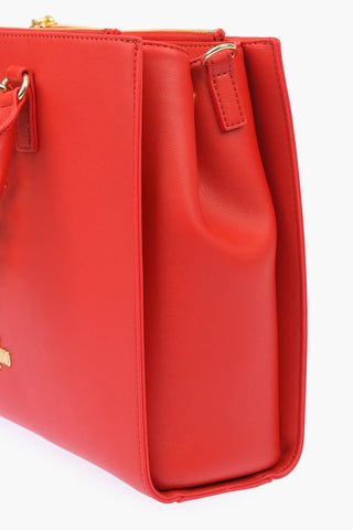 LOVE faux leather tote bag with golden chain