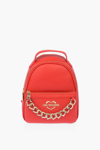 LOVE faux leather backpack with chain and maxi pocket on the front