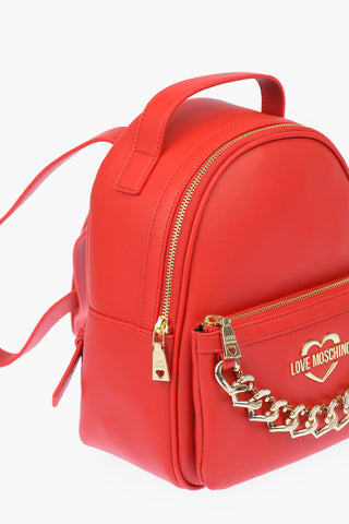 LOVE faux leather backpack with chain and maxi pocket on the front