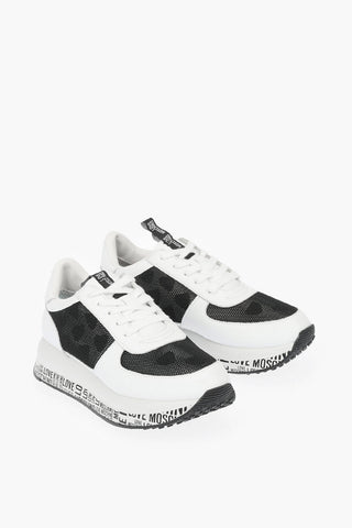 LOVE Leather Sneakers with Mesh Details and Logo-embossed Sole