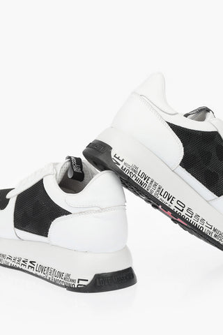 LOVE Leather Sneakers with Mesh Details and Logo-embossed Sole