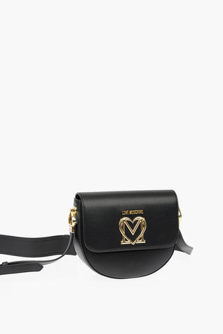 LOVE faux leather crossbody saddle bag with golden logo