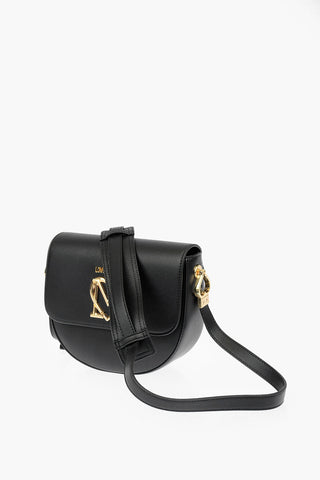 LOVE faux leather crossbody saddle bag with golden logo