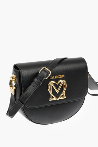 LOVE faux leather crossbody saddle bag with golden logo