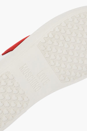 LOVE Niedrige Leder-Sneaker mit Veloursherz und Kontrastband