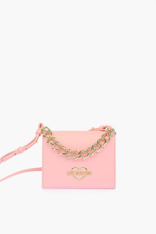 LOVE faux leather crossbody bag with golden chain