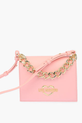 LOVE faux leather crossbody bag with golden chain