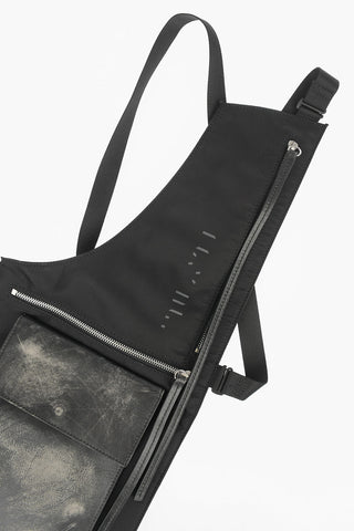 Vintage Effect Crossbody Bag with Leather Details