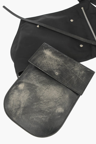Vintage Effect Crossbody Bag with Leather Details