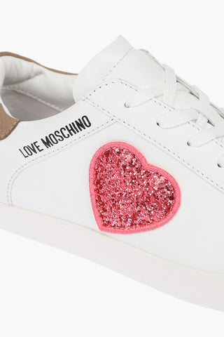LOVE leather low top sneakers with glitter heart