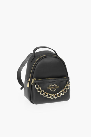 LOVE faux leather backpack with golden chain