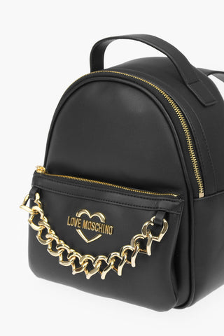 LOVE faux leather backpack with golden chain
