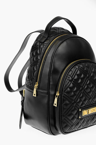LOVE faux leather quilted backpack with golden details