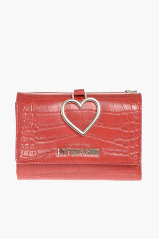 LOVE Croco Print Wallet with Gold-toned Hardware