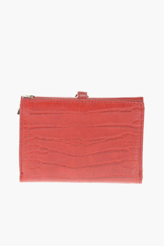 LOVE Croco Print Wallet with Gold-toned Hardware